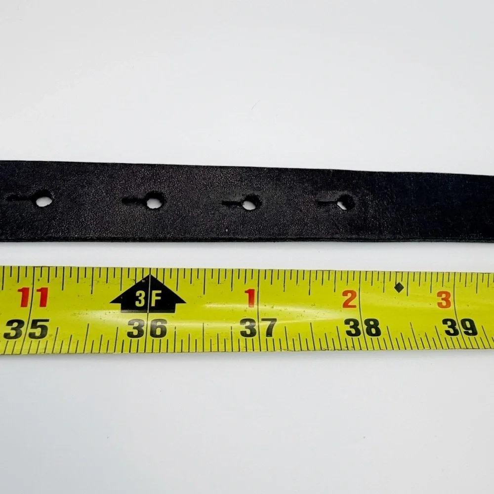 Fossil Black Leather Belt w Black Rhinestone Embellished Buckle Women's Size Med
